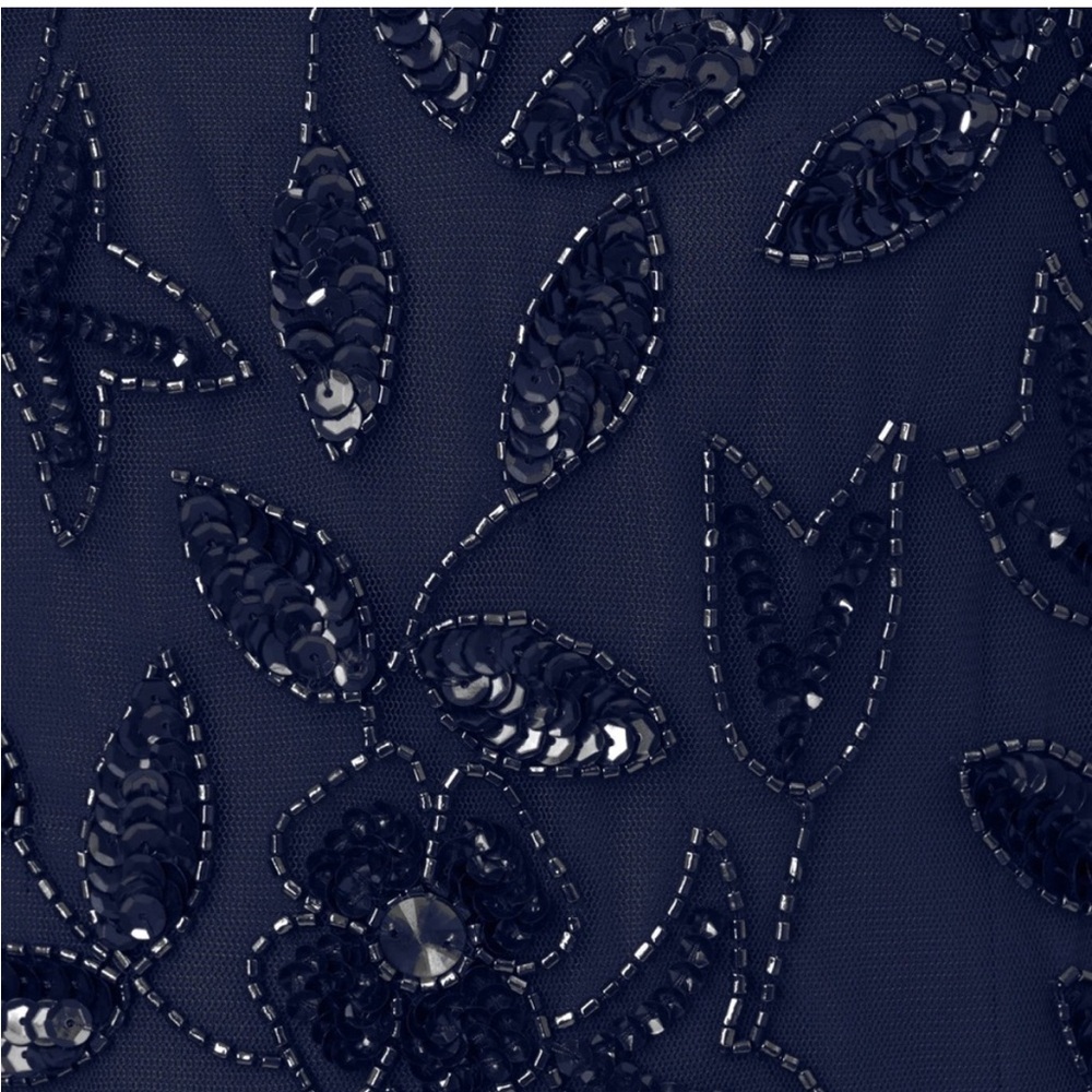 Adrianna Papell Navy Beaded Tulle Gown SZ 14 NWT Formal Evening Dress GALA MOB - Picture 6 of 13